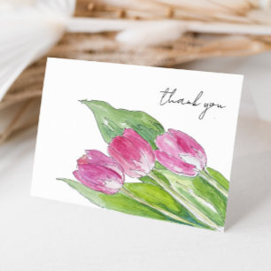 Tarjeta De Agradecimiento Boceto de Tulipán Rosado de Primavera Dibujado a M