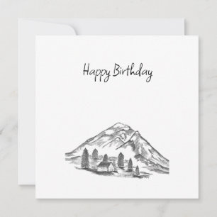 Tarjeta De Agradecimiento boceto en blanco y negro de montañas