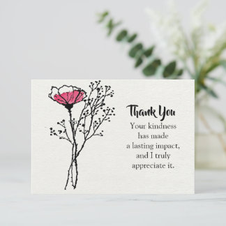 Tarjeta De Agradecimiento Boceto minimalista de flor