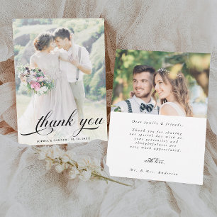 Tarjeta De Agradecimiento Boda 2 Foto con guion romántico elegante
