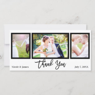 Tarjeta De Agradecimiento Boda 3 Foto Imagen Blanco y Negro Gracias