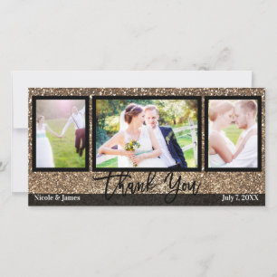 Tarjeta De Agradecimiento Boda 3 Foto Imagen Bronce Brillante Gracias