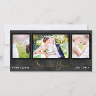 Tarjeta De Agradecimiento Boda 3 Foto Imagen Negro Oro Gracias