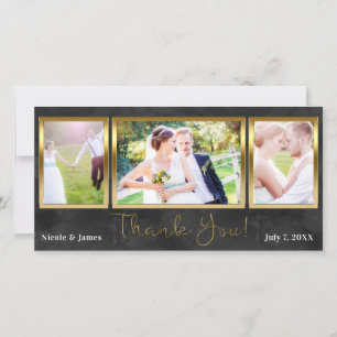 Tarjeta De Agradecimiento Boda 3 Foto Imagen Oro Negro Gracias