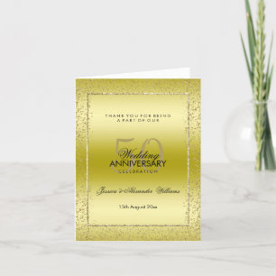 Tarjeta De Agradecimiento Boda 50 de elegante Gold Confetti Gracias