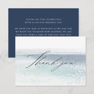 Tarjeta De Agradecimiento Boda abstracta acuarela azul Playa Océano
