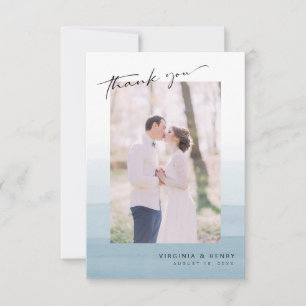 Tarjeta De Agradecimiento Boda Acuarela Azul