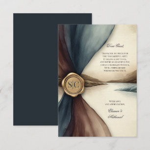 Tarjeta De Agradecimiento Boda acuarela con sello de ombre de ciruela y azul