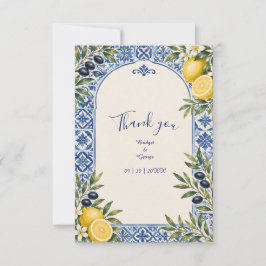 Tarjeta De Agradecimiento Boda acuarela de arco de olivo cítrico mediterráne