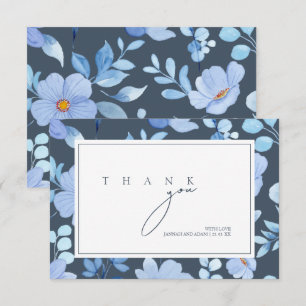 Tarjeta De Agradecimiento Boda acuarela de flor silvestre azul pizarra