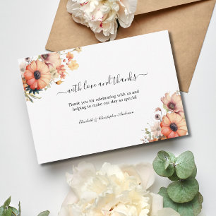 Tarjeta De Agradecimiento Boda acuarela melocotón amarillo flor silvestre