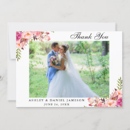 Tarjeta De Agradecimiento Boda acuarela rosa floral foto