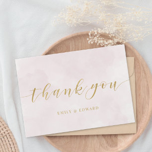 Tarjeta De Agradecimiento Boda acuarela rosa sin foto
