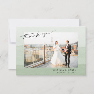 Tarjeta De Agradecimiento Boda Acuarela Verde