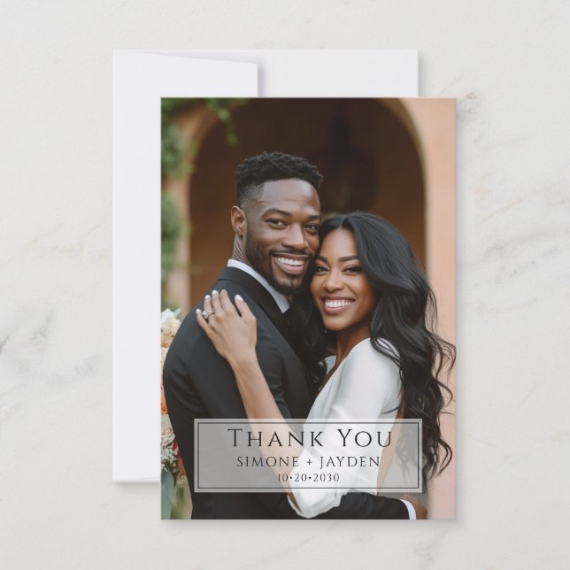 Tarjeta De Agradecimiento Boda Afroamericano 2 Foto Gracias (Anverso)