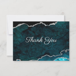 Tarjeta De Agradecimiento Boda Agate Verde azulado plateado