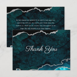 Tarjeta De Agradecimiento Boda Agate Verde azulado plateado