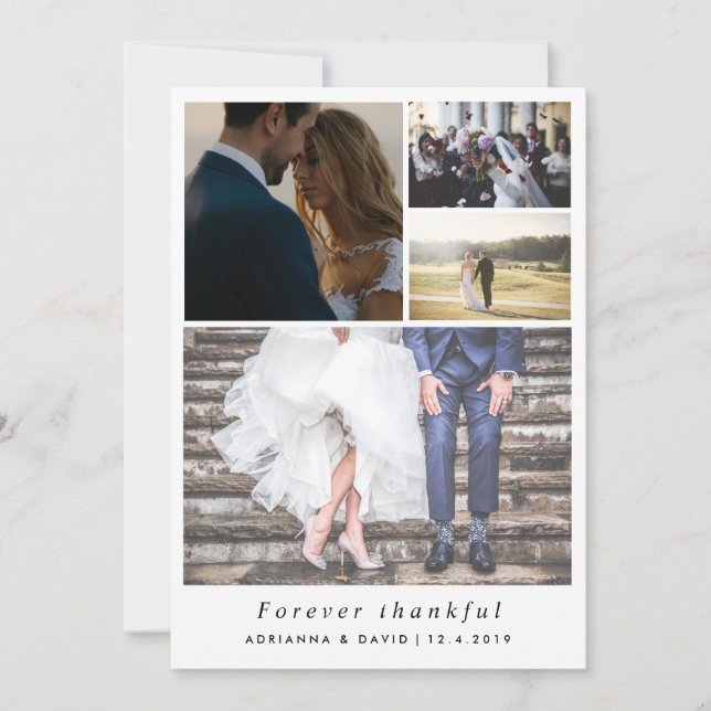 Tarjeta De Agradecimiento Boda agradecida de la foto de los pares del (Anverso)