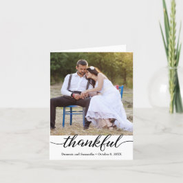 Tarjeta De Agradecimiento Boda agradecido con el guión fotográfico moderno d