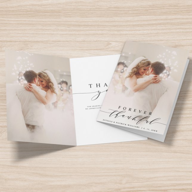 Tarjeta De Agradecimiento Boda Agradecido por Black Script 2 (Front & Inside)