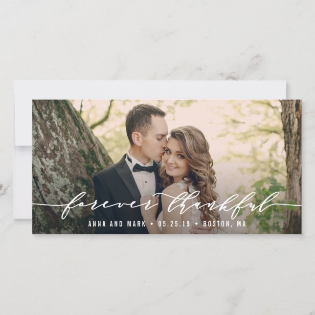 Tarjeta De Agradecimiento Boda Agradecido Por Siempre Cartas De Foto (Anverso)