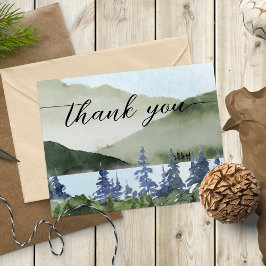 Tarjeta De Agradecimiento Boda al aire libre de la Montaña Watercolor Natura