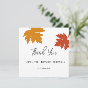 Tarjeta De Agradecimiento Boda amarillo de hojas de arce de otoño gracias