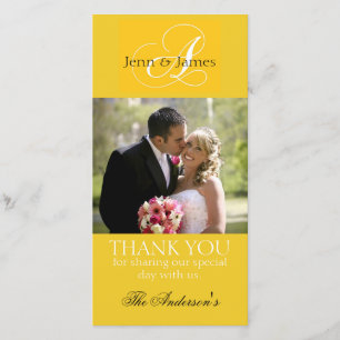 Tarjeta De Agradecimiento Boda Amarillo Gracias Cartas Fotográficas de Bride