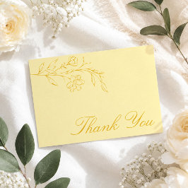 Tarjeta De Agradecimiento Boda Amarillo Mantequilla Floral Moderna