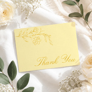 Tarjeta De Agradecimiento Boda Amarillo Mantequilla Floral Moderna