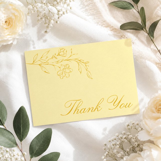 Tarjeta De Agradecimiento Boda Amarillo Mantequilla Floral Moderna (Subido por el creador)