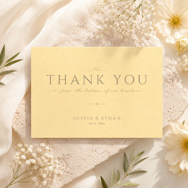 Tarjeta De Agradecimiento Boda Amarillo Mantequilla Moderno Elegante