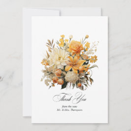 Tarjeta De Agradecimiento Boda amarillo, Naranja y marfil floral
