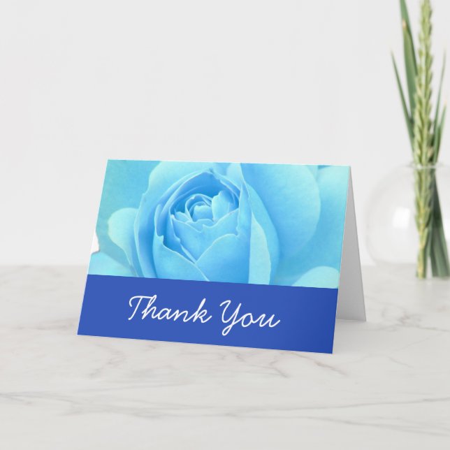 Tarjeta De Agradecimiento Boda, amor, Rosa azul (Anverso)
