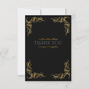 Tarjeta De Agradecimiento Boda Art deco oro negro