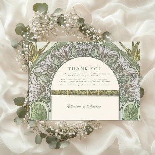 Tarjeta De Agradecimiento Boda Art Nouveau con olivo