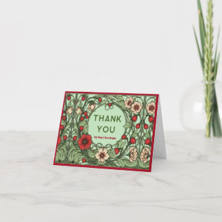 Tarjeta De Agradecimiento Boda Art Nouveau de Vintage Garden
