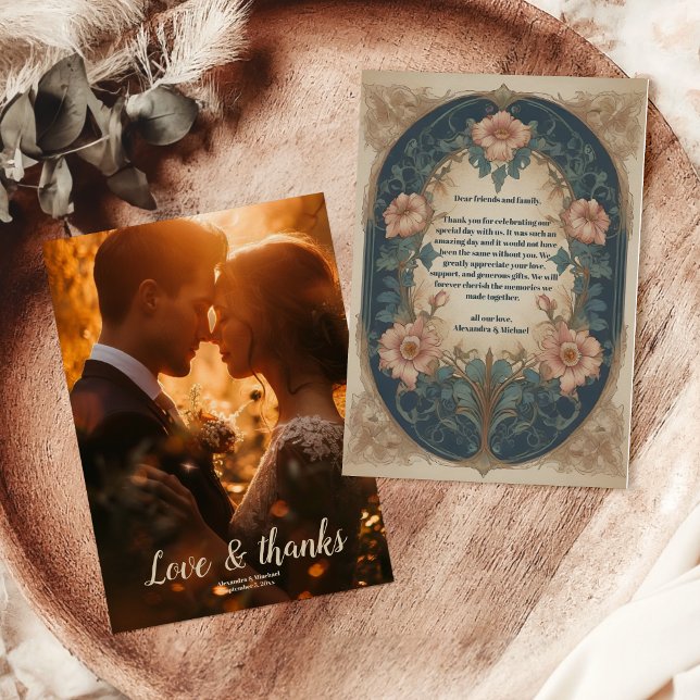 Tarjeta De Agradecimiento Boda Art Nouveau elegante de arte fotográfico (Subido por el creador)