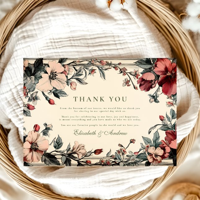 Tarjeta De Agradecimiento Boda Art Nouveau floral de estilo elegante (Subido por el creador)
