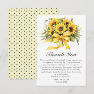 Tarjeta De Agradecimiento Boda Asequible con Girasoles Rústicos