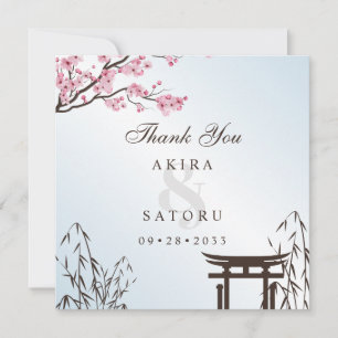 Tarjeta De Agradecimiento Boda asiática flor de cerezo japonesa Sakura