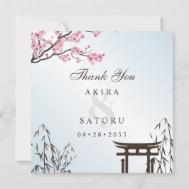 Tarjeta De Agradecimiento Boda asiático del florecimiento de cerezo japonés
