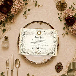 Tarjeta De Agradecimiento Boda atemporal del sol y la luna celestial
