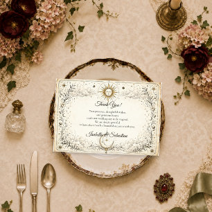 Tarjeta De Agradecimiento Boda atemporal del sol y la luna celestial