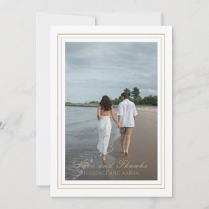 Tarjeta De Agradecimiento Boda Atemporal Foto Oro Tradicional