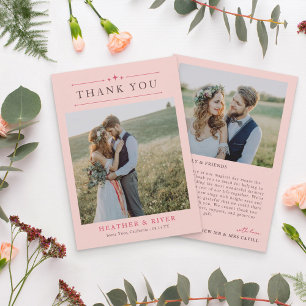 Tarjeta De Agradecimiento Boda atemporal preciosa de doble cara