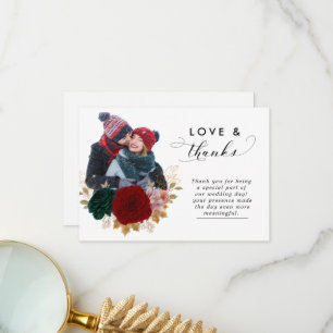 Tarjeta De Agradecimiento Boda Autumanal Gold Burgundy Emarald Greeny