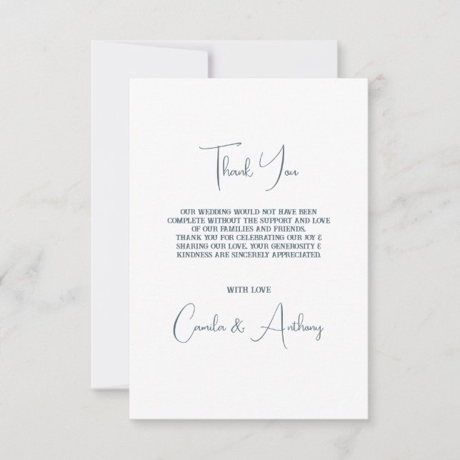 Tarjeta De Agradecimiento Boda azul (Anverso)