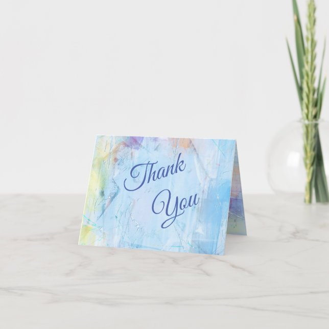 Tarjeta De Agradecimiento Boda azul abstracto (Anverso)