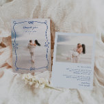 Tarjeta De Agradecimiento Boda azul caprichosa<br><div class="desc">Whimsical Blue Illustrated Frame,  2 foto boda tarjeta de agradecimiento. Características,  marco dibujado a mano con arcos y elementos cardíacos,  líneas de texto de plantilla para sus nombres y mensaje personalizado sobre fondo de color azul claro. Las fuentes y el color de marco ilustrado se pueden personalizar.</div>